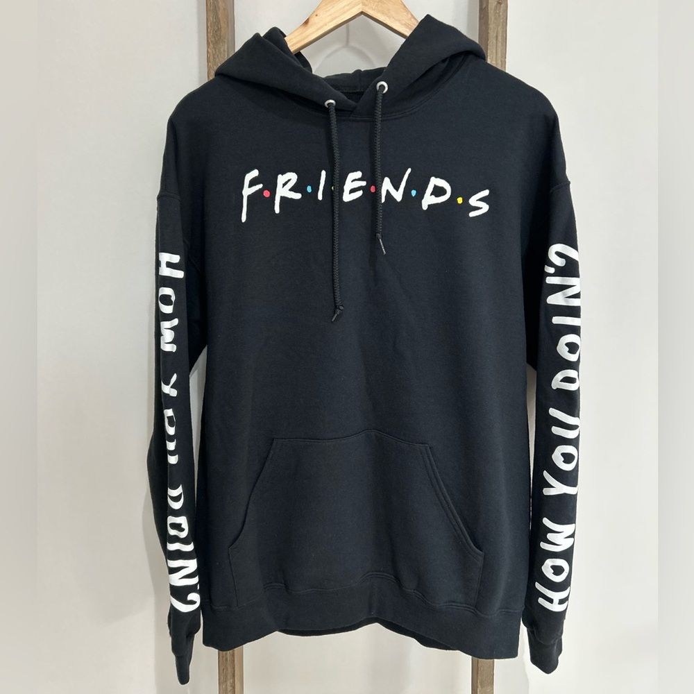 FRIENDS Black Pullover Hoodie TV Show Logo How You Doin Friends Unisex Size L